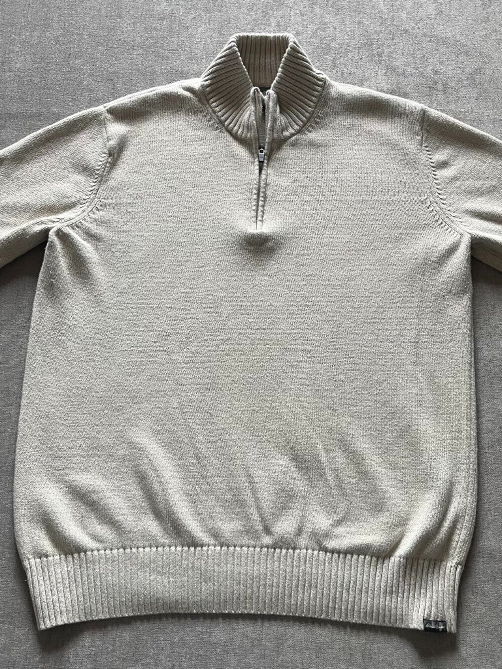 Eddie Bauer French Rib 1/4 Zip Sweater Men TXL White Mock Neck Pullover Casual